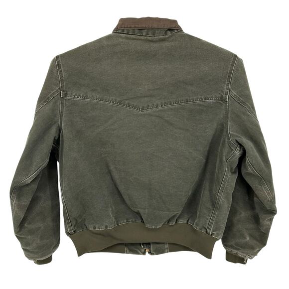 Vintage 90s Men's 2XL Tall Carhartt Santa Fe Green Detroit Canvas Jacket J14 MOS - Picture 8 of 10